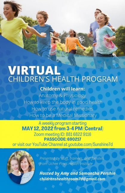 Children's Health Program May 12 3PM zoom meeting